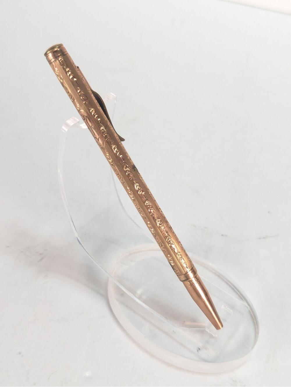 Mabie Todd Magazine Mechanical Pencil Gold Filled Etched Circa 1915 Ornate